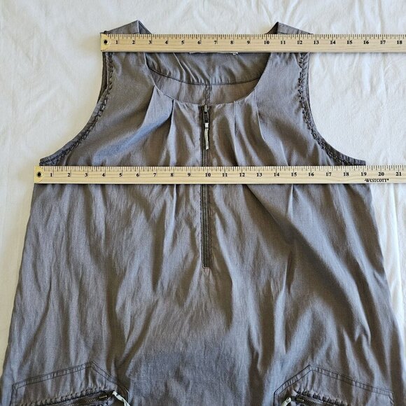Truly By Part Two Gray Cotton Lurex SleevlessShimmery Mini Pockets Zippers US 10 - Picture 14 of 16